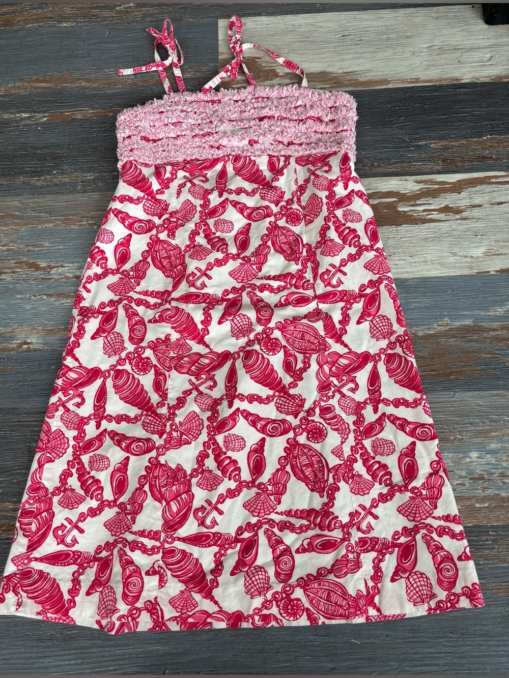 Lilly Pulitzer Girls Pink Shell-Print A-Line Sundress Size 16